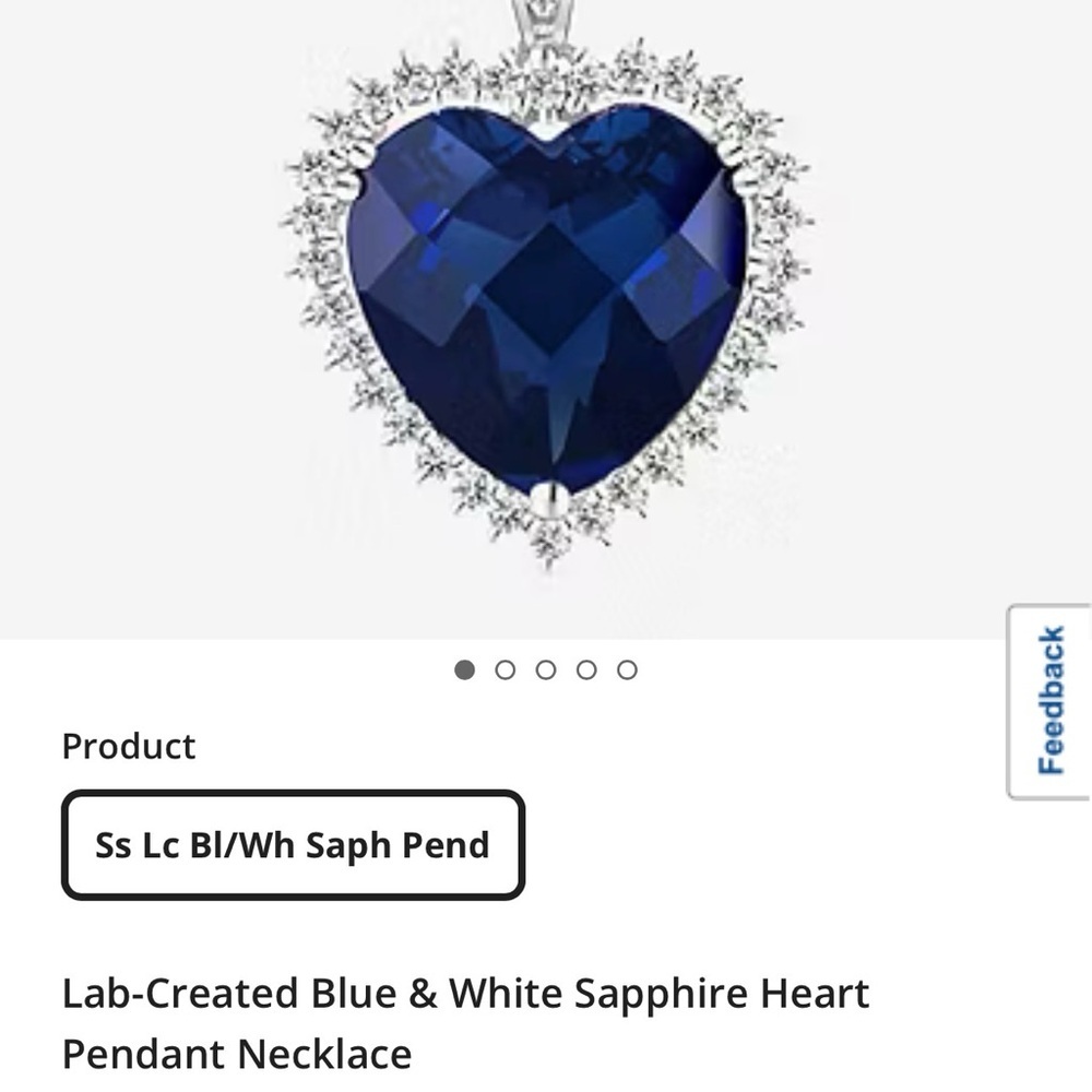 Sterling Silver Blue Sapphire Heart Halo Necklace Romantic Gift. - Picture 2 of 4